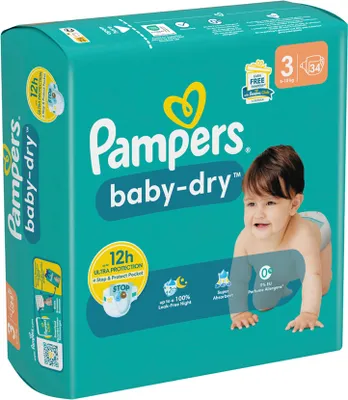 Immagine prodotto di Pampers Baby Dry taglia 3 Midi confezione singola 6-10 kg 34 pezzi