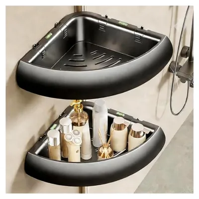 Produktbild von Eck-Duschorganizer ohne Bohren aus rostfreiem Material mit Haken