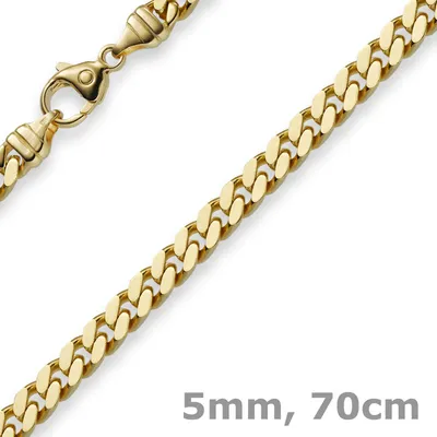 Produktbild von 5mm Panzerkette Kette Collier aus 750 Gold Gelbgold Goldkette 70cm Herren