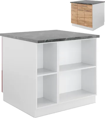 Produktbild von Kücheninsel Vicco Fame-Line Goldkraft Eiche/Weiß 90 cm mit Schublade, ohne Arbeitsplatte, Model 38707