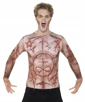 Produktbild von Smiffy's Zombie T-Shirt mit Wunden, Halloween, Gr. M