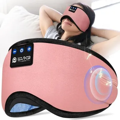 Produktbild von Schlafmaske, Seitenschläfer, Maskenkopfhörer, Bluetooth, waschbarer, lichtblockierter Reisen, Nickerchen, Yoga, Meditation, (rosa)