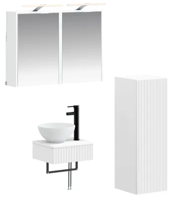 Image de Ensemble d'armoires de salle de bain vidaXL, 4 pièces, blanc, 43 x 16 x 62,5 cm