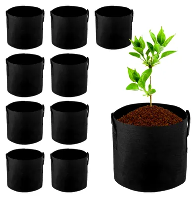 Produktbild von 10 Stück 11L Stofftopf Pflanzsack aus Vliesstoff, 3 Gallonen Grow Töpfe mit Griff, Stofftöpfe für Kartoffeln, Tomaten, Gemüse, Blumen