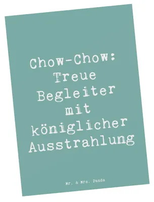 Produktbild von Mr. & Mrs. Panda Postkarte Spruch Chow-Chow Treue Begleiter - Meeresbrise - Geschenk, Grußkarte, Hunde, Ansichtskarte, Hundeliebhaber, Postkarten, Pflege von Chow-Chows