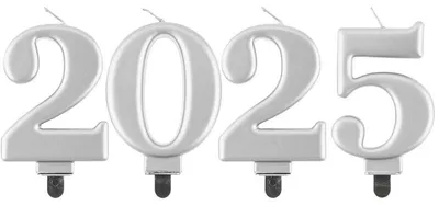 Produktbild von Kerze Zahl 2025 silber Silvester