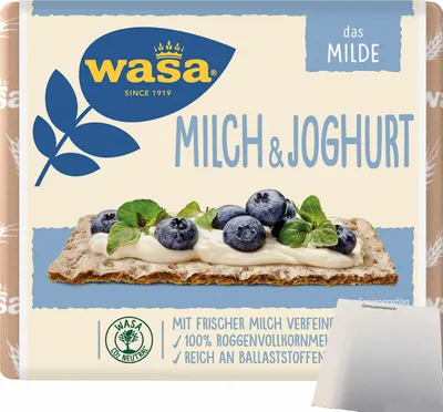 Produktbild von Wasa Milch & Joghurt Knäckebrot (230g Packung) + usy Block