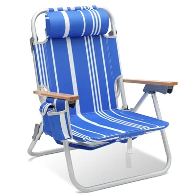 Produktbild von Sekey Strandstuhl Sonnenliege verstellbar Campingstuhl tragbarer Klappstuhl Strandstuhl mit 2 Kühltaschen, Blau