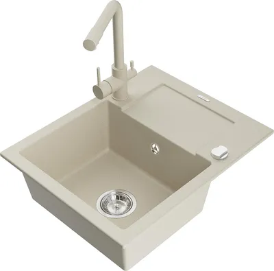 Immagine prodotto di Mexen Enzo lavello in granito a 1 vasca con scolapiatti e miscelatore da cucina Duero, beige - 6506-69-671600-69