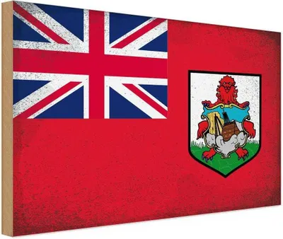 Produktbild von vianmo Holzschild 12x18 cm Bermuda Vintage Flagge Fahne Wappen