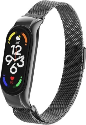 Produktbild von Strap-it Milanese Armband - Kompatibel mit Xiaomi Mi Band 7 Armband Ersatzarmband Edelstahl - Armband mit Magnetverschluss - Hochwertiges Material - für Xiaomi Armband Schwarz