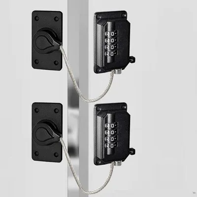 Image de Serrures de sécurité pour enfants et pour la maison, sans perçage, pivotantes à 360° (noir, lot de 2)