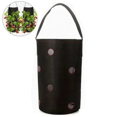 Produktbild von Pflanzsack Erdbeeren Hängepflanztasche 2er Set 13 Taschen 21,5x57,4 cm atmungsaktiv mit Griff Balkon Garten Pflanzbeutel