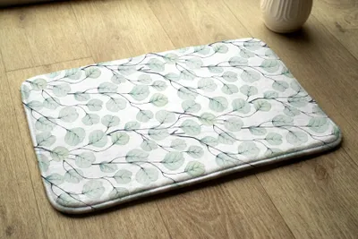 Produktbild von Badteppich Saugfähige - Badezimmer Teppich - Rutschfester Badvorleger Badematte - 90x60 cm - Eukalyptusblätter