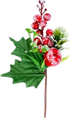 Produktbild von Zweig MagicHome Weihnachten, mit Beeren und Äpfelchen, rot, Frosteffekt, 22 cm