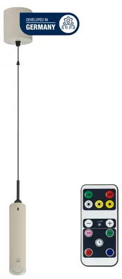 Zdjęcie produktu dla Lampa wisząca LED, możliwość regulacji jasności, regulowana wysokość (37-163 cm), kolor beżowy