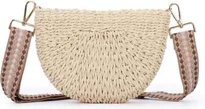 Produktbild von Handtas Halbkreis, handgefertigt aus Rattan, Schultertasche, Strandtasche