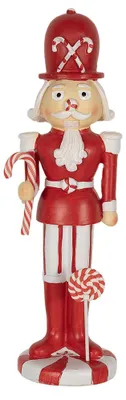 Produktbild von Clayre & Eef Weihnachtsdekorationsfigur Nussknacker 23 cm Rot Weiß Polyresin