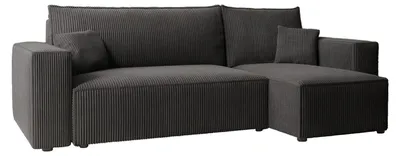 Produktbild von Ecksofa Mulri L Poso 135 Schwarz Cord Schlaffunktion Universell Bettkasten