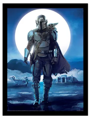 Immagine prodotto di Star Wars: The Mandalorian - Poster incorniciato con illustrazione originale, Grogu e Mando PM13451 (45 cm x 35 cm) (a colori)