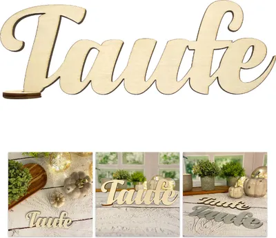 Produktbild von Oblique Unique Schriftzug Taufe aus Holz als Tischdeko für Kommunion Deko Dekoration Junge Mädchen - natur