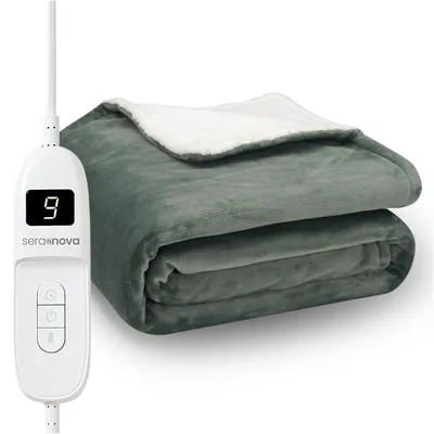 Produktbild von Seranova XXL Elektrische Heizdecke - 180x160cm - 9 Wärmestufen - Abschaltautomatik - waschbar - Kuschelige Wärmedecke - Grün