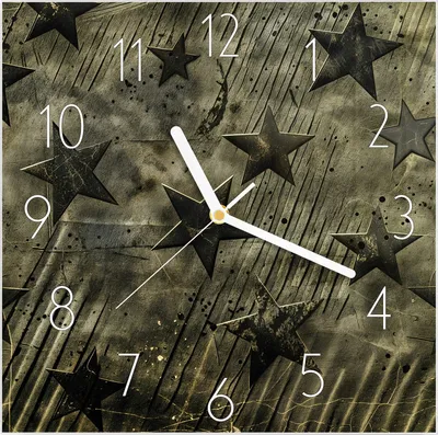 Produktbild von Wanduhr aus Glas mit Motiv Sternenhimmel- 30 x 30 cm - inkl. Aufhängesystem