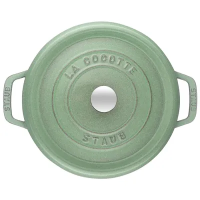 Zdjęcie produktu dla Kokilka Staub, 28 cm | szałwiowa zieleń | okrągła | żeliwna