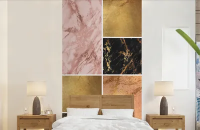 Produktbild von MuchoWow® Fototapete für Wohnzimmer oder Schlafzimmer Wandtapete Vinyl Motivtapete Marmor - Rosa - Gold - 120x240 cm - Hintergrundbild