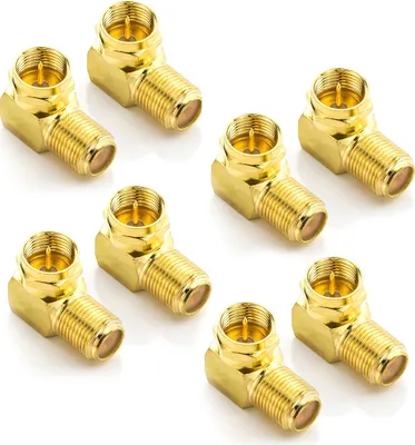 Produktbild von deleyCON 8x Sat-Winkel-Adapter 90° Grad für Koaxialkabel 7mm F-Adapter F-Buchse Sat-Kabel Kupplung F-Winkelstecker Winkeladapter - 8 Stück