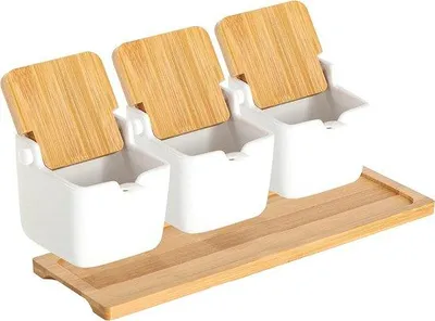 Image de Ensemble de 7 bols en céramique avec cuillères et couvercles