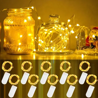 Lichtsnoer 10er-Set, 2 m, 20 LED, rot, batteriebetrieben