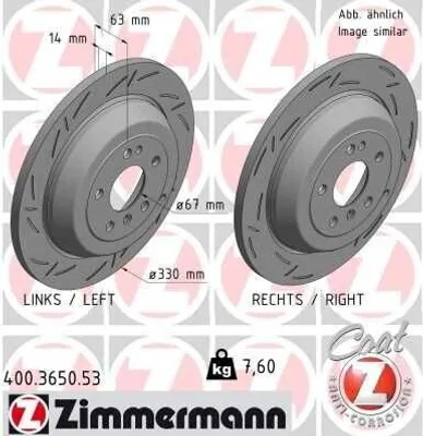 Produktbild von 2x ZIMMERMANN Bremsscheibe 400.3650.53 passend für MERCEDES-BENZ M-Klasse (W164)