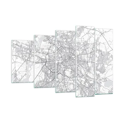 Produktbild von Bilder auf glas - 5 Teile - Stadt Karte Berlin - 150x100cm - Glasbilder - Wandbilder - Bilder - zum Aufhängen bereit - Wanddekoration aus Glas - Glas Bilder - Wandbild auf Glas - GEG150x100-4681