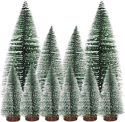 Productafbeelding van Mini kerstboom met houten voet en sneeuweffect, groen