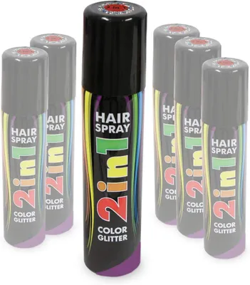 Produktbild von Haarspray 2in1 Color und Glitter in verschiedenen Farben buntes Haarspray mit Glitzer Haarschmuck farbig (Rot)