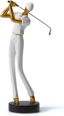 Image de Statue de golfeur en plastique, blanche, 24 cm