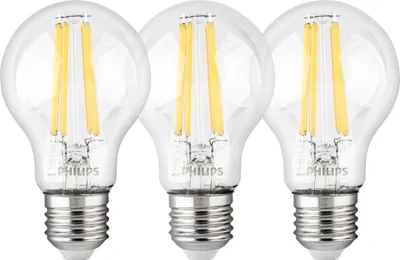 Obrázek produktu pro Philips Čirá žárovka s tradičním vzhledem 75 W, A60 3× E27, 8,5 W, 75 W, E27, 1055 lm, 15000 h, Teplá bílá