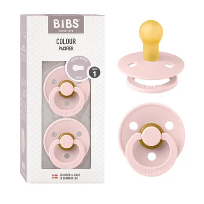 Produktbild von BIBS Colour Schnuller 2er-Pack, BPA-frei, Symmetrischer Nippel. Naturkautschuk / Latex, Hergestellt in Dänemark, Größe 1 (0-6 Monate), Blossom