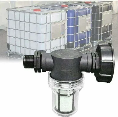 Produktbild von Wasserhahnanschluss für 1000-Liter-Tank, S60x6-Adapter mit integriertem Filter, 3/4"-Gartenschlauchanschluss für Regenwassersammelanlage