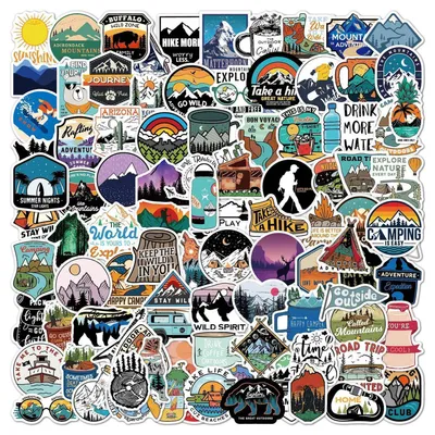 Produktbild von Aufkleber 100 Stück Outdoor Abenteuer Vinyl Retro Reise Camping für Laptop Gepäck Auto