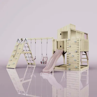 Produktbild von OutdoorToys Spielturm Finn aus Holz in Rosa Babyschaukel