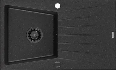 Produktbild von Mexen Cesar Granitspüle mit einem Becken und einer Abtropffläche 775 x 470 mm, Schwarz/Silbermetallic, Siphon Schwarz - 65147710