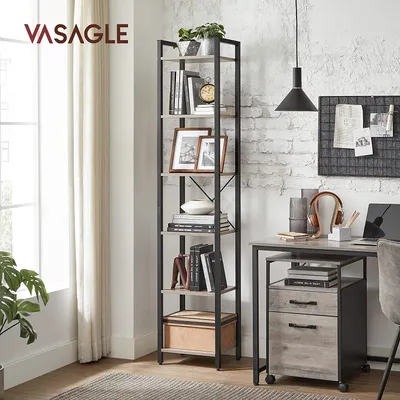 Produktbild von VASAGLE Bücherregal, Stahlgestell, Büroregal, Kippschutz, mit 6 Ebenen