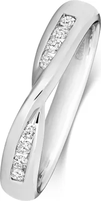Produktbild von 9 Karat (375) Weißgold Damen - Diamant Trauring/Ehering/Hochzeitsring Brillant-Schliff 0.16 Karat GH - SI3-I1, 54 (17.2); TRS368489KWRSN