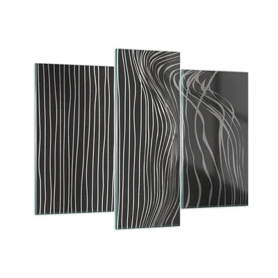 Produktbild von Bilder auf glas - 3 Teile - Abstraktion Streifen Schwarz und Weiß - 130x100cm - Glasbilder - Wandbilder - Bilder - Wanddekoration aus Glas - Glas Bilder - Wandbild auf Glas - GCB130x100-4152