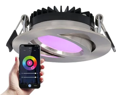Zdjęcie produktu dla hoftronic smart LED Reflektor do zabudowy 6W 480lm RGBWW IP44 Stal nierdzewna obrotowy