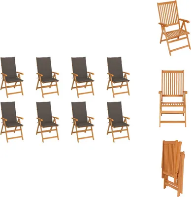 Produktbild von vidaXL Garten-Liegestühle mit Kissen 8 Stk. Massivholz Teak -  Gartenstühle