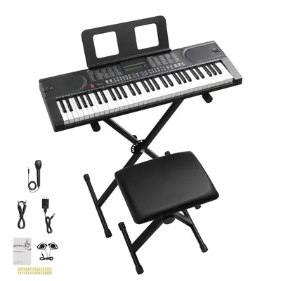 Obrázok produktu pre FCH 61-klávesové elektronické klavír s LCD displejom, Bluetooth a MIDI, nastaviteľným stojanom a stoličkou, sada digitálneho klavíra
