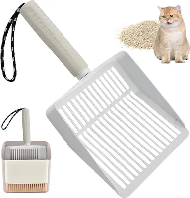 Produktbild von Katzenstreuschaufel mit Halter, ergonomisch, tief, für Katzentoilette